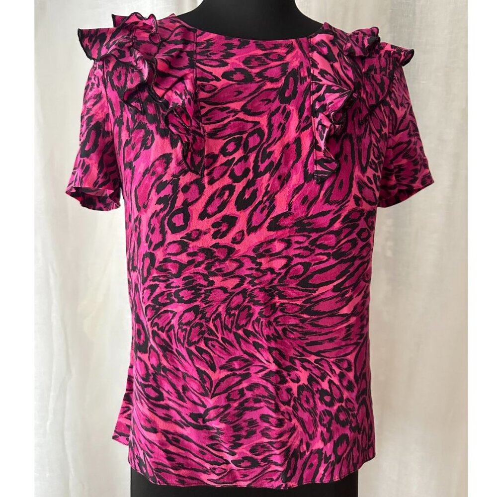 Juicy Couture Silk Blouse – Size 0, Pink Animal Print